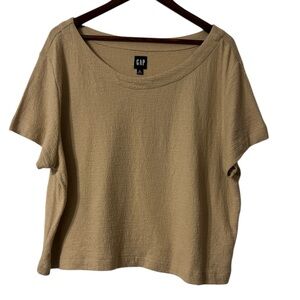 GAP Women’s Textured Cotton Blend Short Sleeve Top – Size XL (New Sand)